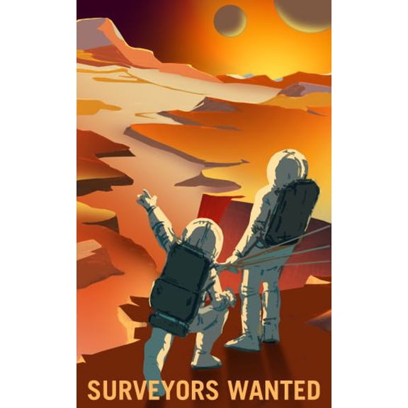 Mars Recruitment Surveyors Wanted Poster 16in x 24in 16x24 Multi-Color Square Adults Western Graphic