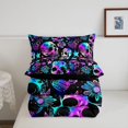 thumbnail image 5 of Homewish Happy Halloween Twin Comforter Sets,Multicolor Gradient Skull Bedding Set,Green Purple,Black Reversible,2 Pieces,1 Comforter and 1 Pillowcase, 5 of 7