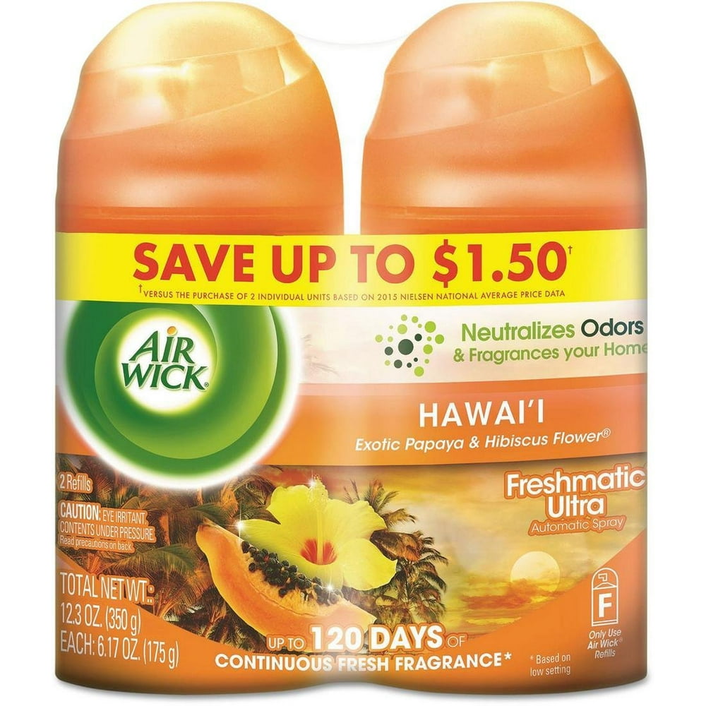 Air Wick Freshmatic 2 Refills Automatic Spray, Hawaii, (2X6.17oz), Air