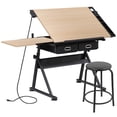 thumbnail image 6 of ZENY Drafting Table Art Desk with Durable Steel and Wood Construction, Natural, 6 of 10