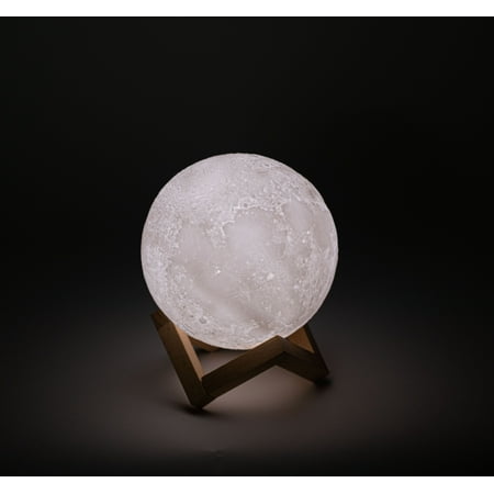 3D Printed Moon Lamp with Stand - 6 inches, Dimmable, Rechargeable, Touch LED Night