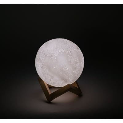 3D Printed Moon Lamp with Stand - 6 inches, Dimmable, Rechargeable, Touch LED Night Light