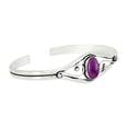 thumbnail image 2 of 925 Silver Plated Natural Amethyst Cuff Bangle Bracelet for Women – Handmade Open Bangle – Purple Gemstone February Birthstone Statement Jewelry – Gift for Her, 2 of 5