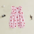 thumbnail image 2 of NOLDARES Infant Toddler Baby Girl Summer Clothes Short Sleeve Romper Jumpsuit Dress One Piece Bodysuit Summer Outfit(Watermelon Red,12-18 Months), 2 of 6