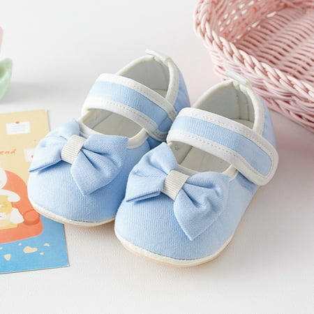 

lnmuld Baby Girl Shoes Rubber Sole Non Indoor Slipper Girls First Walking Floor Shoes With Cute Bows Baby Shoes(Size:9-12 Months)