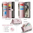 thumbnail image 3 of Compatible with Samsung Galaxy S25 Ultra Wallet Case, 10 Card Slots & 1 Zipper Coin Pocket & 1 Cash Slot & 1 Cash Pocket & Lanyard & Crossbody Strap & Kickstand & RFID Blocking Phone Case, Pink, 3 of 10