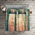 thumbnail image 2 of Ambesonne Vintage Quilted Coverlet 3 Pcs, Autumn Forest Woodland, Queen Size, Coral Dark Green, 2 of 2