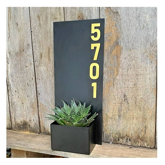 Handmadetneonsign Personalized Succulent Planter Address House Number Sign, Address Plaque Metal