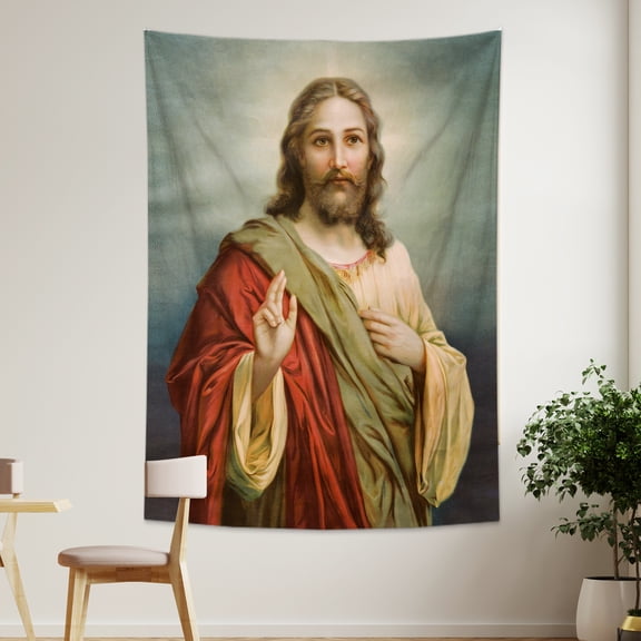 Blingpainting Jesus Tapestry - Muticolor Christian Easter Tapestries Wall Art for Home Decor 60"Hx40"W