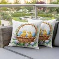 thumbnail image 4 of Easter Chicken Pillow Covers 2 Pack Watercolor Cartoon Basket Chicken Blue Eggs Spring Floral Leaf Pillowcase Waterproof Outdoor Throw Pillow Cover for Patio Garden Square Cushion 24”x24”, 4 of 9
