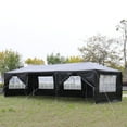 thumbnail image 2 of 10'x30' Outdoor Party Tent with 8 Removable Sidewalls, Waterproof Canopy Patio Wedding Gazebo, Canopy Tent with Threaded Pipe, Black, 2 of 7