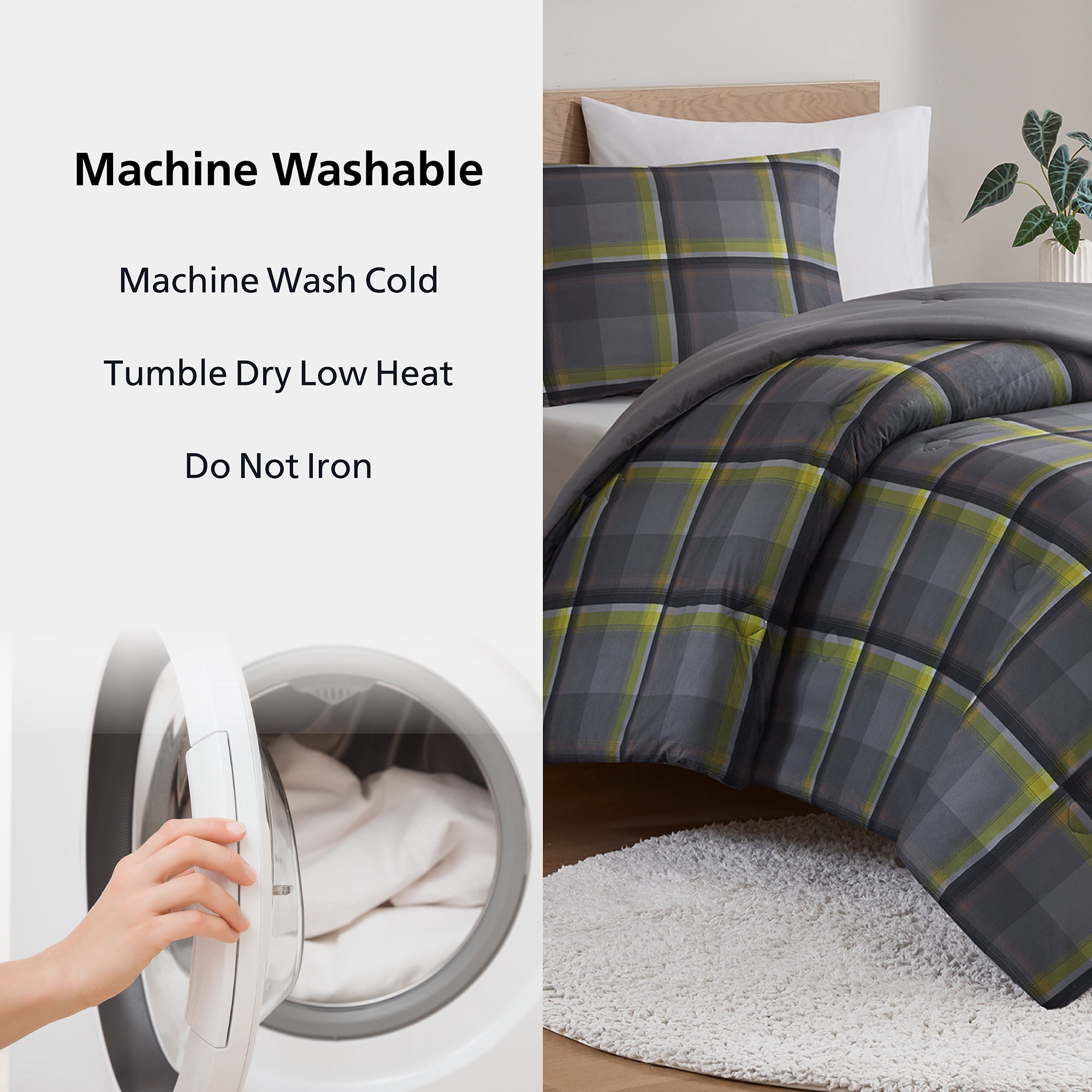 Mainstays Western Plaid 2-Piece Green Comforter Set, Twin/Twin XL