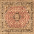 thumbnail image 1 of Ahgly Company Indoor Square Medallion Brown Traditional Area Rugs, 5' Square, 1 of 4