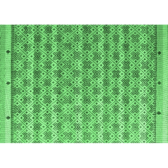 Ahgly Company Indoor Rectangle Abstract Emerald Green Modern Area Rugs, 2' x 3'