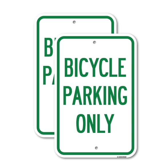 (2 Pack) Bicycle Parking Only | 18" X 24" Heavy-Gauge Aluminum Sign | Rust Free Aluminum, Weather Resistant, Waterproof, Fade Resistant, 2 Pre-drilled Holes