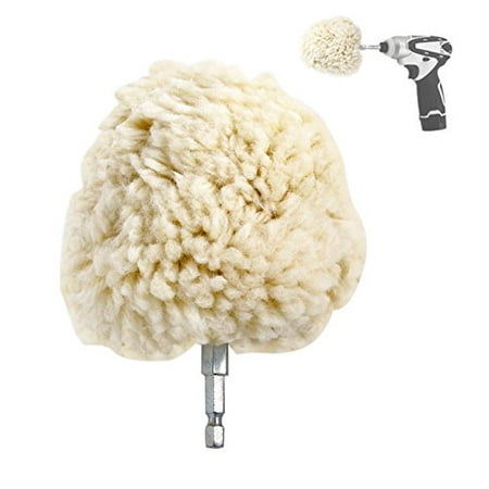 Jumbo 4 Genuine Wool Buffing Ball - Hex Shank - Turn Power Drill or Impact Driver into High-Speed