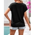 thumbnail image 3 of MEROKEETY Women Casual Short Sleeve Crew Neck Loose Blouse Black Medium, 3 of 6