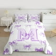 thumbnail image 2 of Manfei Dreamy Purple Bowknot Full Size Comforter Sets for Girl, Kawaii Initial M Letter Bedding Comforter Set, Princess Style Reversible Bedding Sets, Microfiber Bedroom Decor, 3 Pieces, 2 of 8