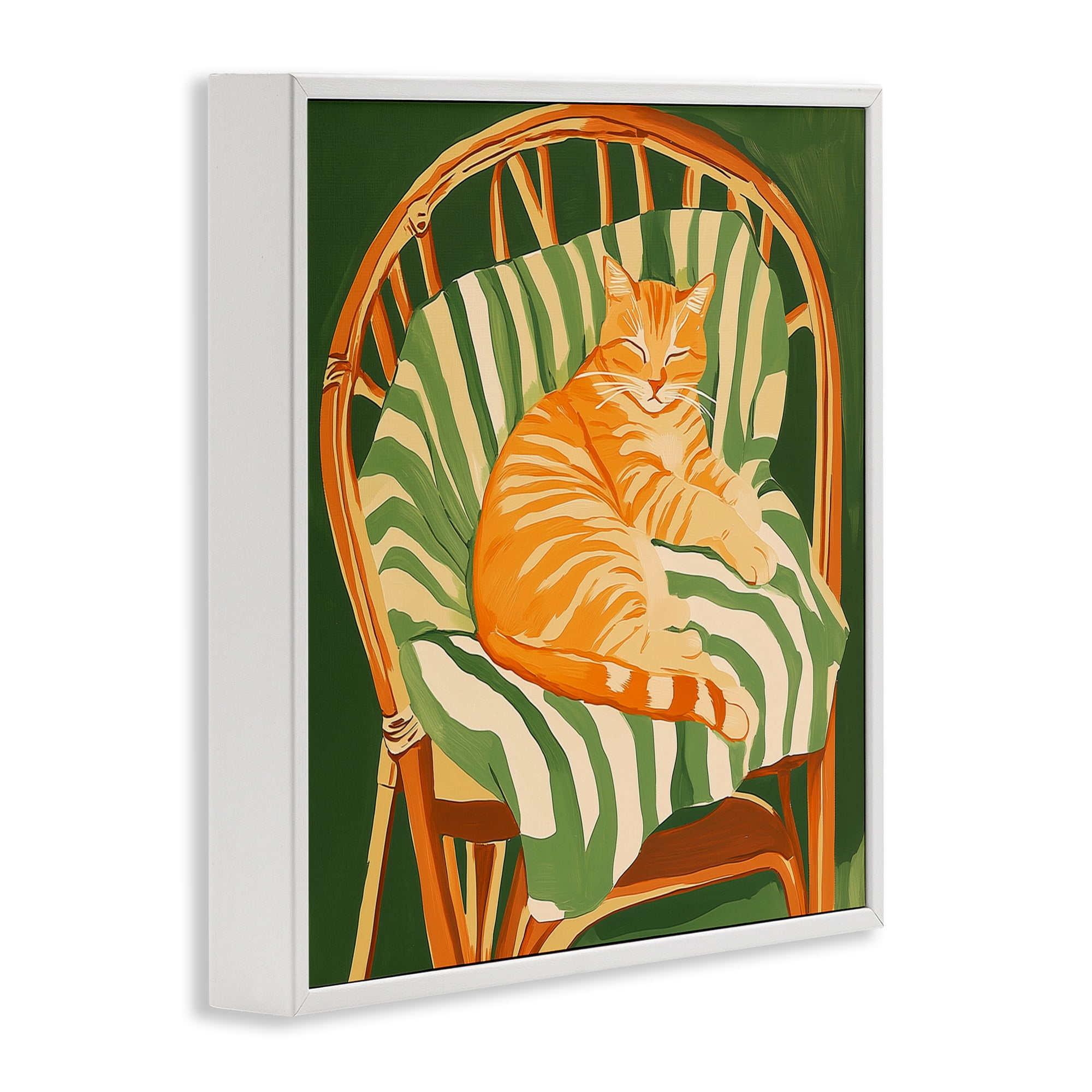 Stupell Industries Cat In Rattan Chair White Framed Giclee Art, design by Walker Noble