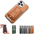 thumbnail image 1 of Adecuado para iPhone15 Series Invisible plegable soporte magnético tarjeta bolsa teléfono caso para iPhone 14 13 Pro Max (marrón oscuro, para iPhone14Pro), 1 of 4