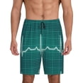 thumbnail image 2 of Rocae ECG Wave for Men's Soft Sleep Pajama Shorts, Waistband and Pockets, 2 of 9