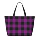 thumbnail image 2 of Fotbe Purple Black Plaid Bolsa de Viaje para Playa - Resistente al Agua, Bolsa Tote de Gran Capacidad y Ligera con 7 Bolsillos para Mujeres y Hombres, 2 of 7