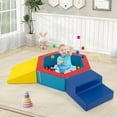thumbnail image 4 of Costway 3 PCS Baby Foam Climbing Blocks with Ball Pit Triangle Stair 100 Ocean Balls Multicolor, 4 of 10