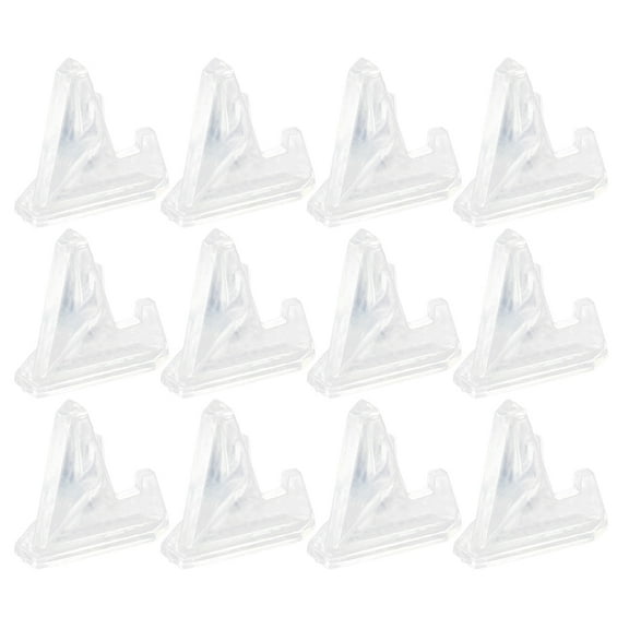 HOMEMAXS White Plastic Coin Display Stand for Collectibles and Medals with Stable Triangle Design 12 Pieces