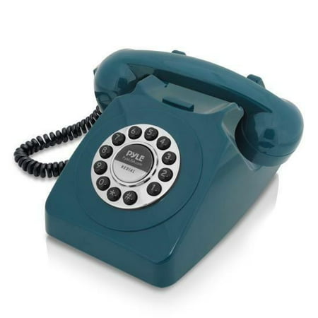 Style Corded Telephone - Pyle PPRETRO25BL Vintage Retro Style Corded Phone Landline Telephone