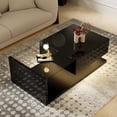 thumbnail image 4 of High-Gloss Coffee Table with Adjustable LED Lights and Drawer and Glass Tabletop, Modern Living Room Center Table, 39.4"x19.6"x12.7", 4 of 9