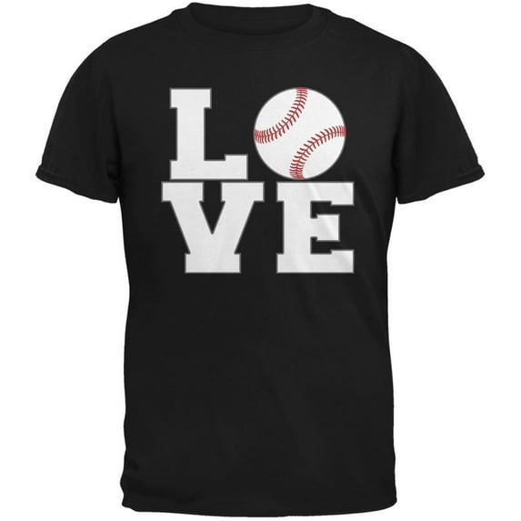Baseball Love Black Adult T-Shirt - 2X-Large