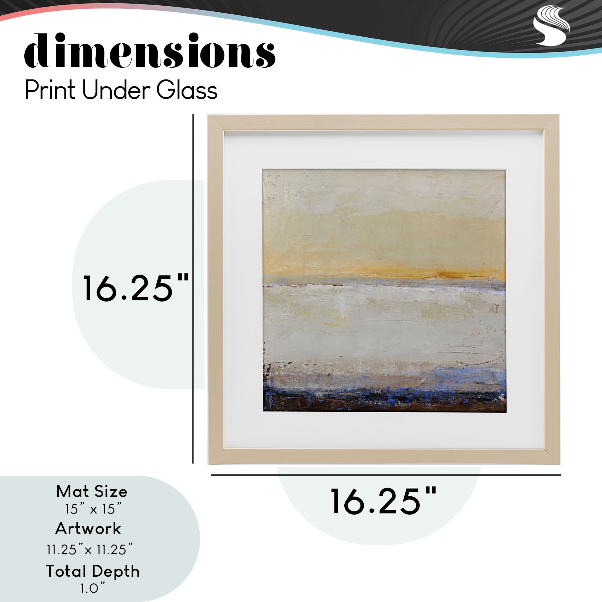 Sweeping Subtle Horizon Birch Framed Print Under Glass, design by Design Fabrikken