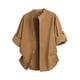thumbnail image 5 of Ceisia Men's Oversize Stand-Collar Full-Button 3/4 Sleeve Shirt Multi-Solid Gift, 5 of 6
