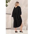 thumbnail image 3 of HAPPY BAY Women's Viscose Summer Button Closure Beachwear Duster Cardigan Beach Kimono 3X-4X Black, Solid, 3 of 5