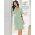 thumbnail image 2 of Ekouaer Nightgowns for Women Button Down Sleep Shirts Short Sleeve Night Shirts V Neck Sleepwear Boyfriend Pajama Dress, 2 of 6