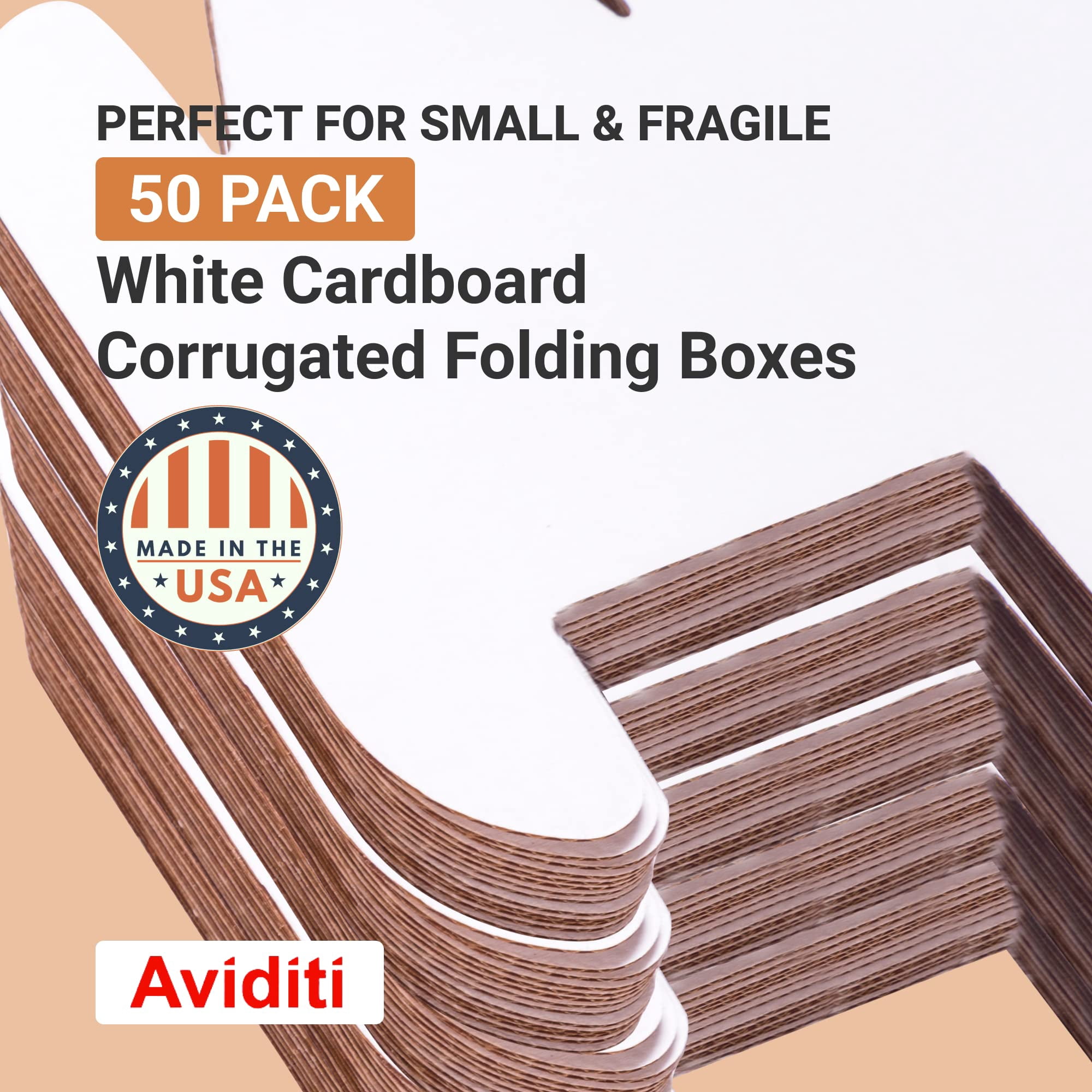 AVIDITI Shipping Boxes Small 5"L x 3"W x 3"H, 50-Pack | Corrugated Cardboard Box for Packing, Moving and Storage 5x3x3 533 CA1