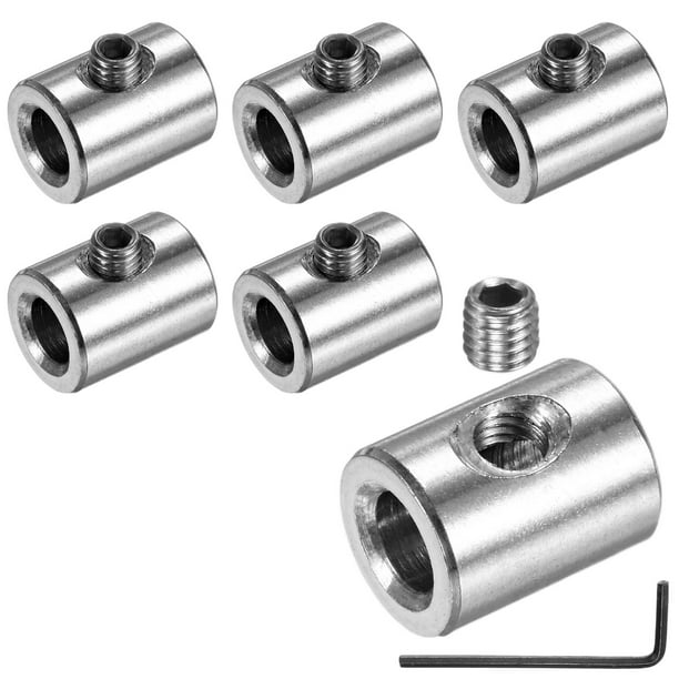 Uxcell 6-Pack Abrazadera de Cable de Cuerda de Alambre, Agujero de 6mm, Clip de Bloqueo de Un Solo Orificio de Acero Inoxidable 304 con Tornillos Hexagonales y Llave