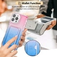 thumbnail image 7 of Allytechgroup Stylish Phone Case for Apple iPhone 16, Gradient Color Back Cover with Card Holder Anti-Scratch Protection TPU Slim Fit Rugged Wallet Case for iPhone 16, Pink+Blue, 7 of 7