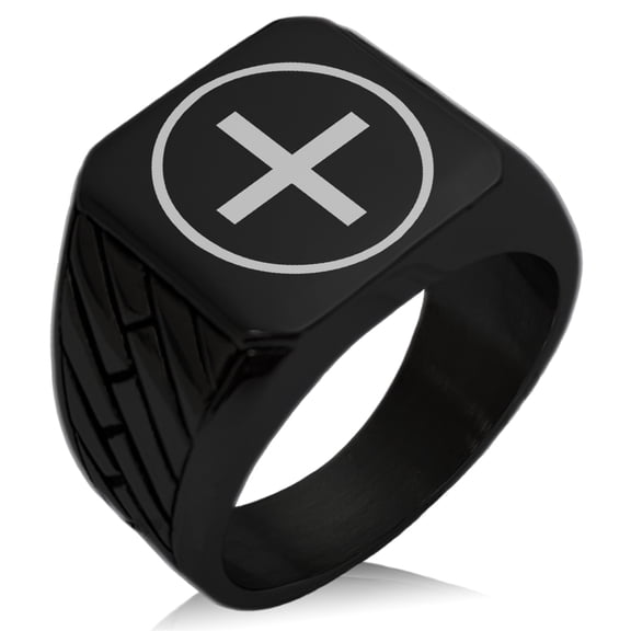 Stainless Steel Celtic Ailm Conifers Geometric Pattern Biker Style Polished Ring