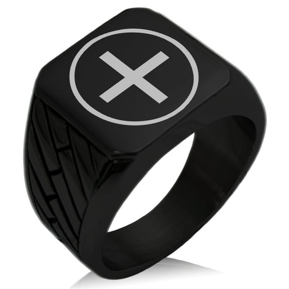 Stainless Steel Celtic Ailm Conifers Geometric Pattern Biker Style Polished Ring