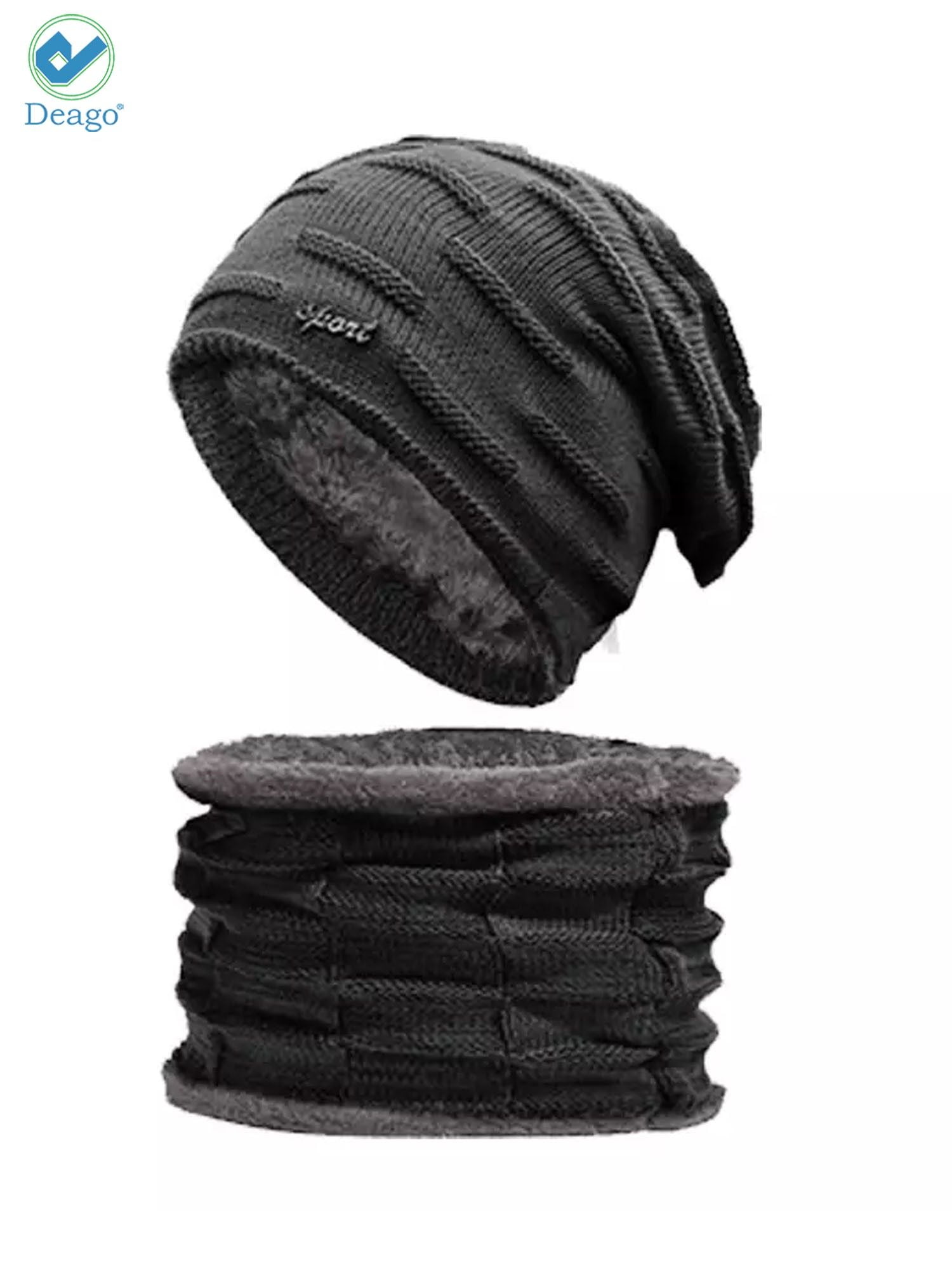 Deago Winter Beanie Hats Scarf Set Warm Knit Hats Skull Cap Deago Winter Beanie Hats Scarf Set Warm Knit Hats Skull Cap