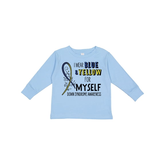 Inktastic I Wear Blue and Yellow for Myself- Down Syndrome Awareness Boys or Girls Long Sleeve Toddler T-Shirt
