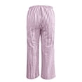 thumbnail image 5 of VEKDONE Striped Straight Trousers for Women High Waisted Drawstring Wide Leg Long Pants Elastic Waist Loose Fit Palazzo Pants with Pockets Pink S, 5 of 5