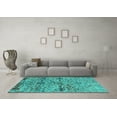 thumbnail image 3 of Ahgly Company Machine Washable Indoor Square Oriental Turquoise Blue Industrial Area Rugs, 8' Square, 3 of 4