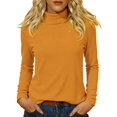 thumbnail image 3 of Women's Thermal Base Layer Top, Soft Warm Solid Color Long Sleeve T-Shirt, Comfortable Versatile Inner Wear for Autumn Casual Outfits, Fall Layering Essential and Daily Wear - Yellow, 3 of 7