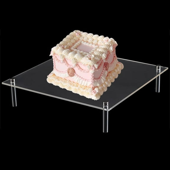 Cake Stands for Dessert Table Acrylic Clear Cupcake Display Holder Plate Shelf Square Food Organizer Serving Pizza Figures Party Platter Christmas Wedding Decoration Collection 5.9 x 5.9inch DIY