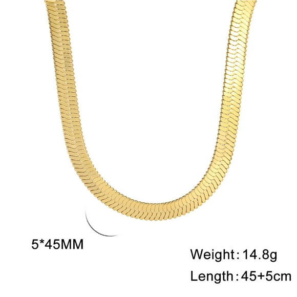 Stainless Steel Snake Flat Chain Snake Chain Female Male Simple Gold Necklace Popular Snake Bone Stainless Steel Plain Chain Necklace