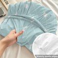 thumbnail image 4 of Twin Sze Fitted Sheet Set - Teal Blue Halloween 2 Piece Bedding Sets 16" Deep Pocket Fitted Sheet with 1 Pillowcase, Checkered Bat Bow Brushed Microfiber Hotel Luxury Bed Sheets, 4 of 9