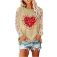 thumbnail image 2 of QUNYINEY Crew Neck T Shirts for Women Long Sleeve Casual Valentine's Day Yellow Tops Loose Drop Shoulder Love Heart Pullover T-Shirts Tops for Women Trendy, 2 of 4