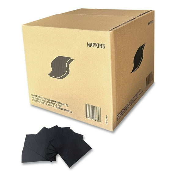 9 in. x 9 in. 1-Ply Cocktail Napkins - Black (4000/Carton)